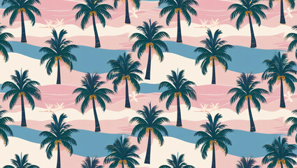 palm trees seamless pattern, tropical nature