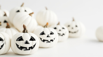 halloween pumpkin on black white pumpkins copy space background 
