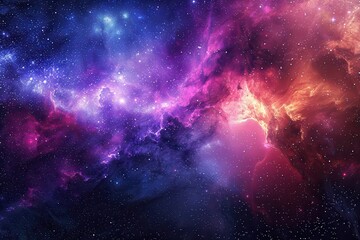 Naklejka premium Cosmic Nebula with Glowing Clouds and Stars