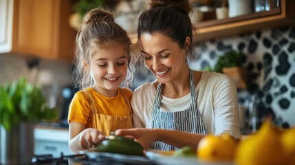 A mother and daughter washing dishes together, their movements in sync, creating a stress-free routine