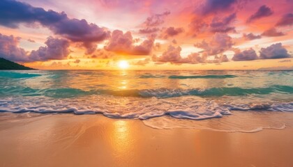 Fototapeta premium Sunsets on the beach a moment of tranquility
