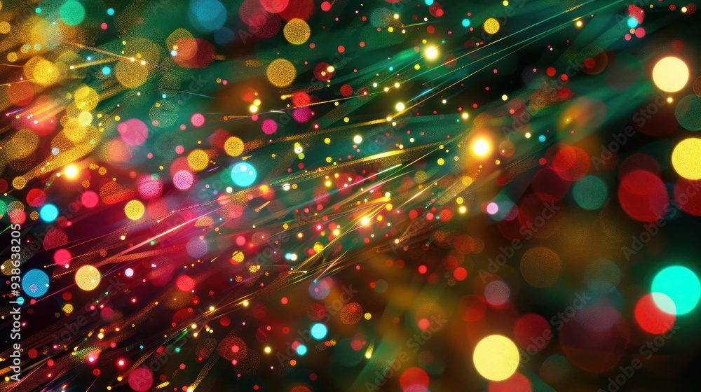 Poster digital design of abstract holiday lights patterns and effects.