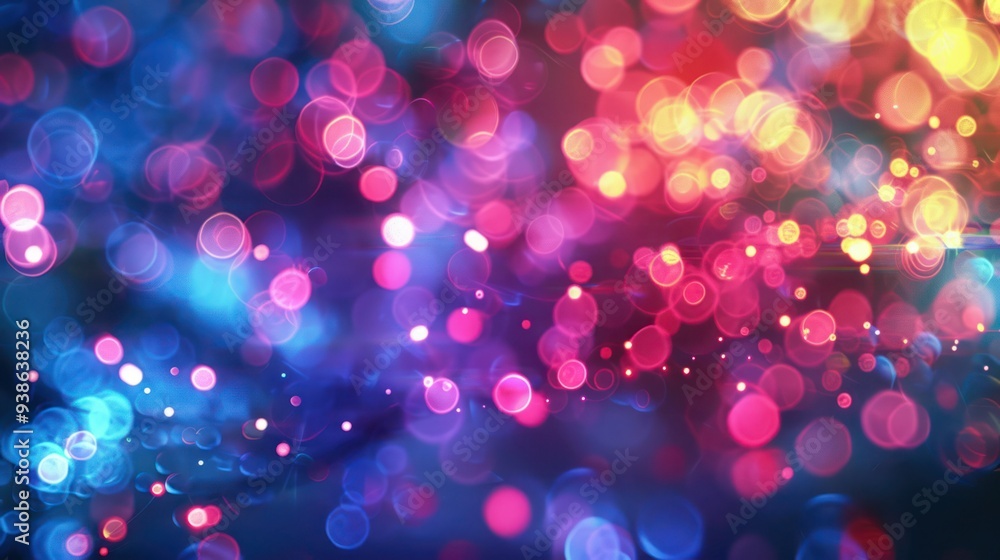 Poster digital design of abstract holiday lights patterns and effects.