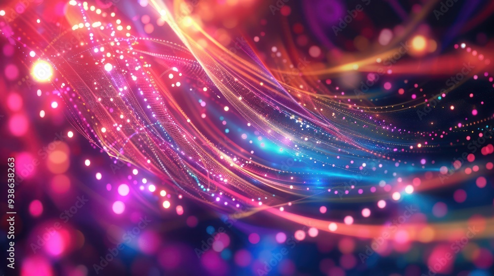 Poster digital design of abstract holiday lights patterns and effects.