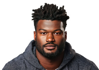 Obraz premium Portrait of an athletic man with a confident expression, wearing a hoodie. Ideal for sports and fitness themes.