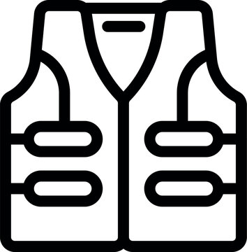 recommend clip art: Simple line art icon of a life jacket, designed for safety and buoyancy in water