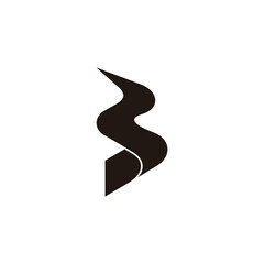 letter b 3d curves flat simple logo vector