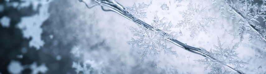 Obraz premium Frosted Glass Textures, Soft misty hues creating a wintery atmosphere, ideal for minimalist designs, evoking tranquility and ethereality in serene environments