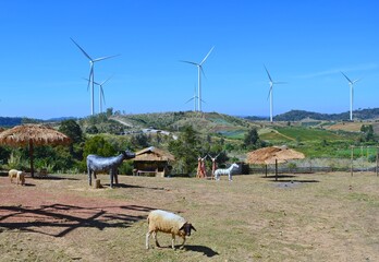 Another corner of the wind turbine field, Khao Kho District, Phetchabun Province, Thailand.