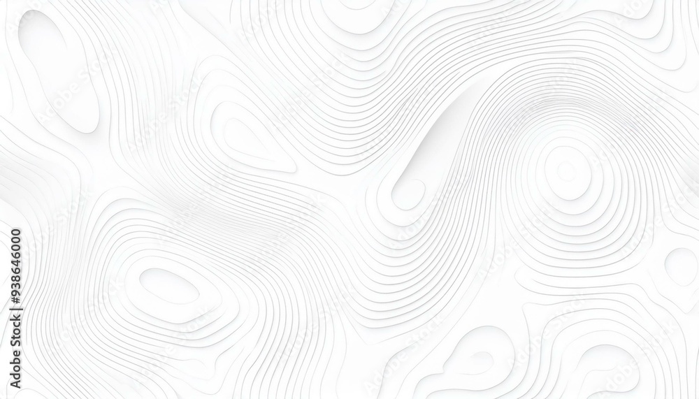 Poster abstract wavy line 3d paper cut white background. topographic canyon geometric map relief texture wi