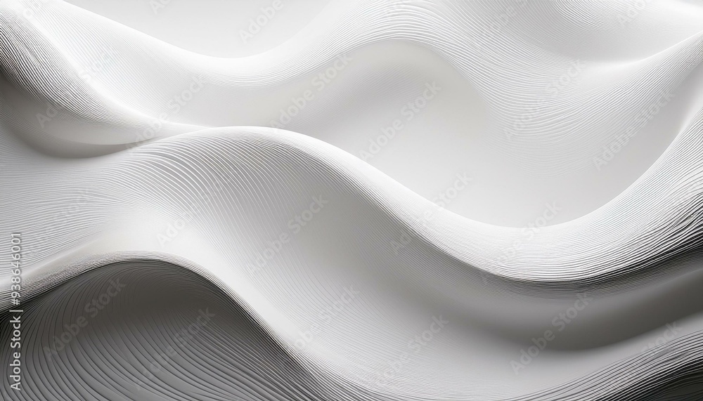 Poster abstract wavy line 3d paper cut white background. topographic canyon geometric map relief texture wi