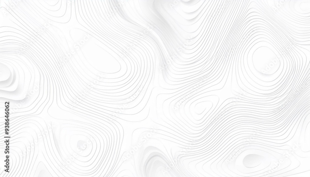 Poster abstract wavy line 3d paper cut white background. topographic canyon geometric map relief texture wi