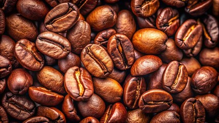 Close-up of roasted coffee beans with rich textures and deep, inviting brown tones, coffee, beans, roasted, close-up, rich, textures