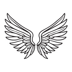Fototapeta premium Angel Wing Clipart, Wings Outline Design- Memorial wings Illustration in black and white