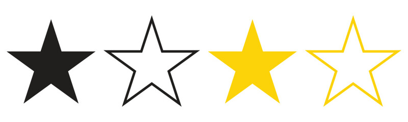 Star icon vector set, star silhouette icon set, yellow star icon in flat trendy style illustration isolated on white background. 