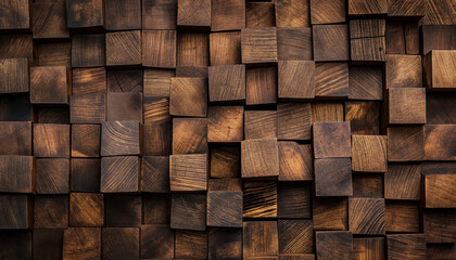 Wooden old cube wall texture background Abstract background and texture