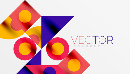 Colorful triangles circles square geometric design. Abstract background for wallpaper, banner, backdrop, card, book Illustration, landing page