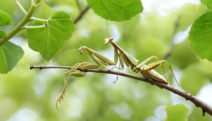  Natures delicate balance  a praying mantis on a branch