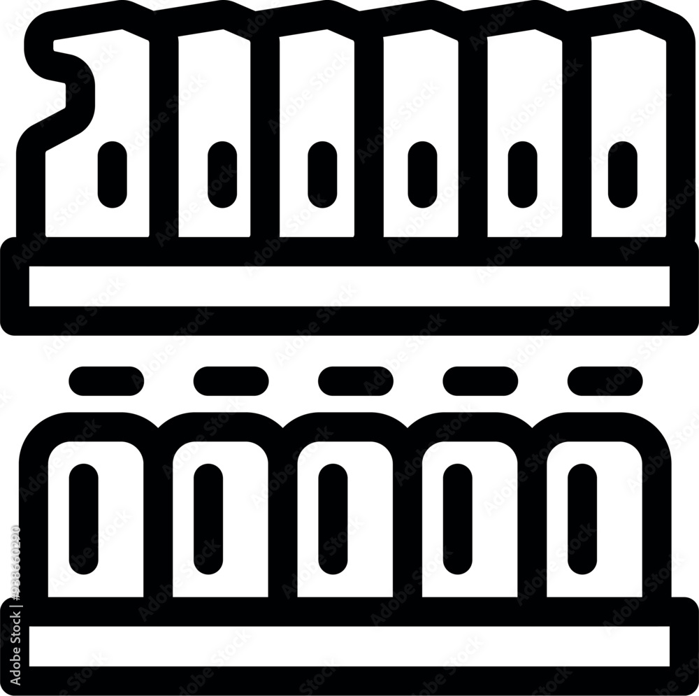 Poster line art icon representing a damaged semiconductor chip with some components missing