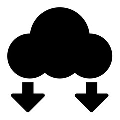 cloud download, cloud downloading, cloud arrow, cloud computing, download, cloud migration solid or glyph icon