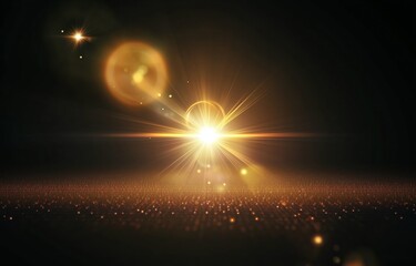 Fototapeta premium Dazzling Radiance with Golden Light Effect Over Dark Background
