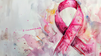 Artistic Watercolor Pink Ribbon for Breast Cancer Awareness
