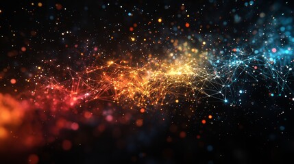 Abstract Technology Network Background with Bokeh Lights