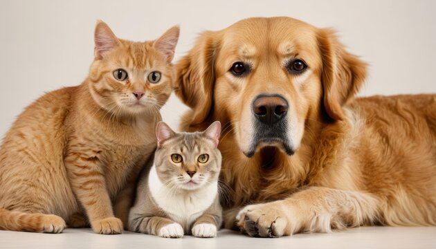  Friendly feline companionship with a golden retriever