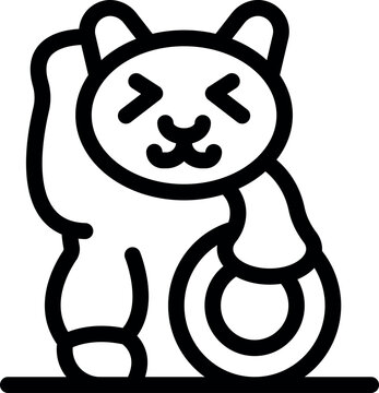 recommend clip art: Cartoon illustration of a cute cat holding a big coin and waving its paw