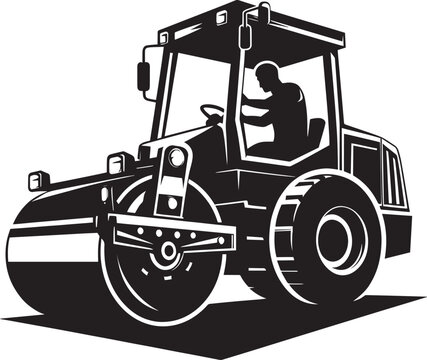 recommend clip art: Road construction Road Roller silhouette vector illustration isolated on a white background