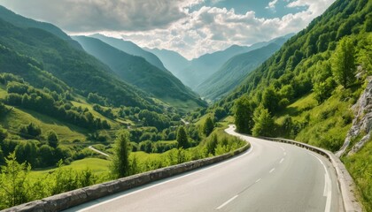 Naklejka premium Exploring the winding roads of mountainous landscapes