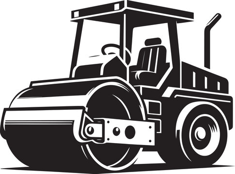 recommend clip art: Road construction Road Roller silhouette vector illustration isolated on a white background
