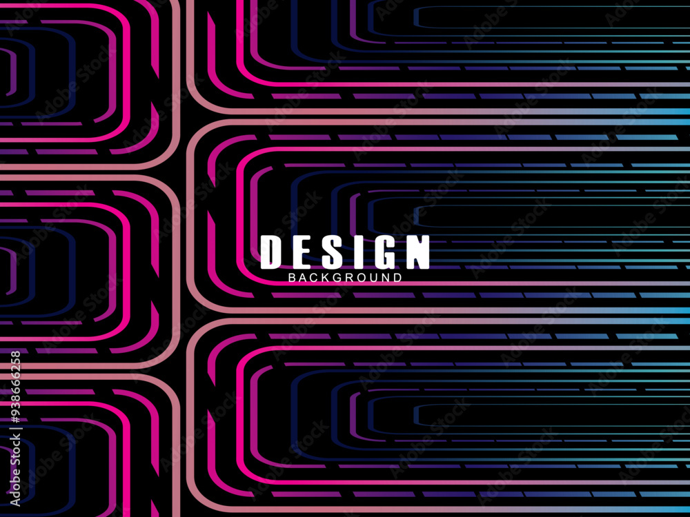 Fototapete futuristic abstract technology shining rainbow light lines with modern lines pattern black backgroun