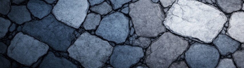 Obraz premium Rugged Mountain Textures, Deep grey and blue tones showcase seamless rock faces, ideal for outdoor-themed designs, emphasizing a majestic and powerful natural setting.