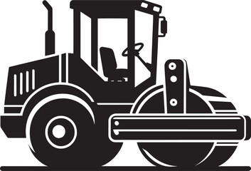 Road construction Road Roller silhouette vector illustration isolated on a white background
