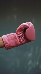 Arm with Pink Boxing Glove Symbolizing Fight Against Breast Cancer
