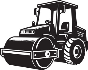 Road construction Road Roller silhouette vector illustration isolated on a white background