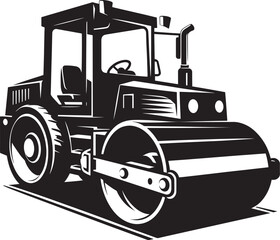 Road construction Road Roller silhouette vector illustration isolated on a white background