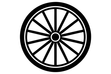 Fototapeta premium wagon wheel icon, wheel vector silhouette 