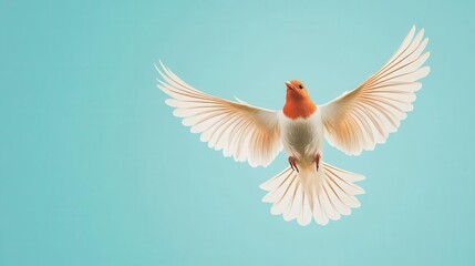 Obraz premium A 3D effect of a bird flying out of the image, with wings fully spread, 3D effect, bird, flight