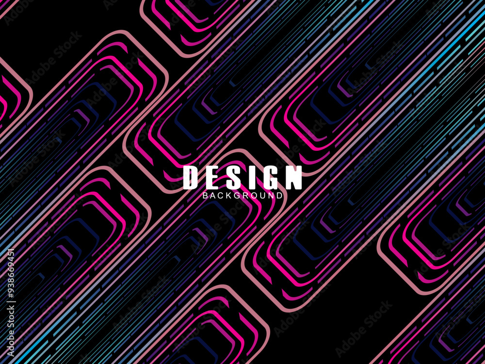 Fototapete futuristic abstract technology shining rainbow light lines with modern lines pattern black backgroun