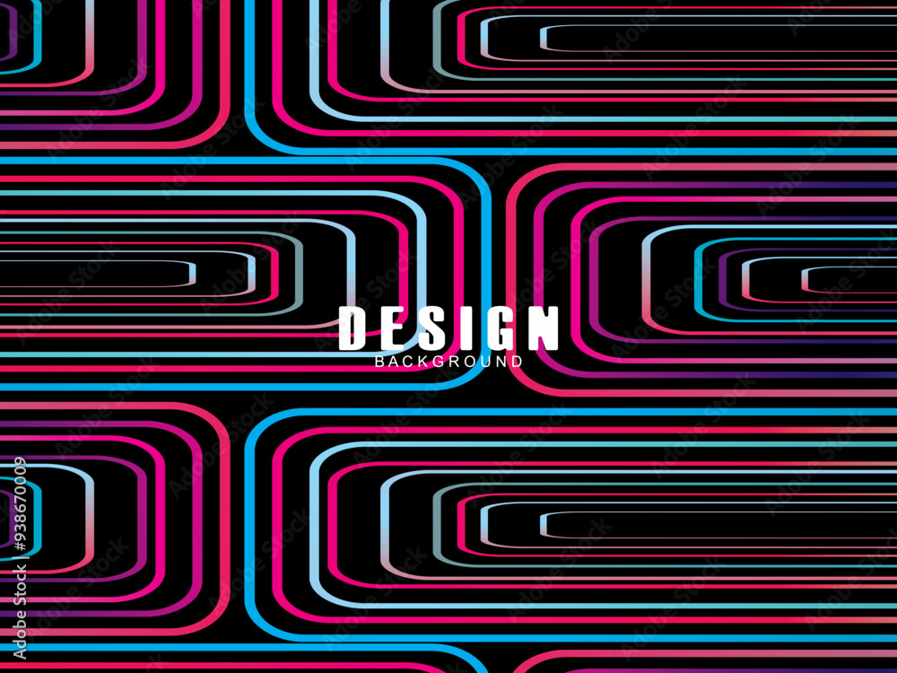 Fototapete futuristic abstract technology shining rainbow light lines with modern lines pattern black backgroun