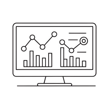 black and white computer screen data analysis clip art preview