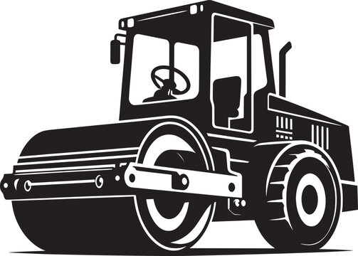 recommend clip art: Road construction Road Roller silhouette vector illustration isolated on a white background