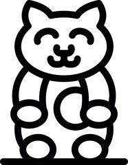 Simple line drawing of a happy cartoon cat sitting and wearing a shirt