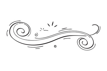 Typographic swash and swooshes tail doodle line art flat vector illustration.