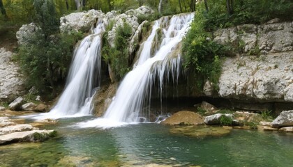  Natural beauty  A serene waterfall cascading into a tranquil pool