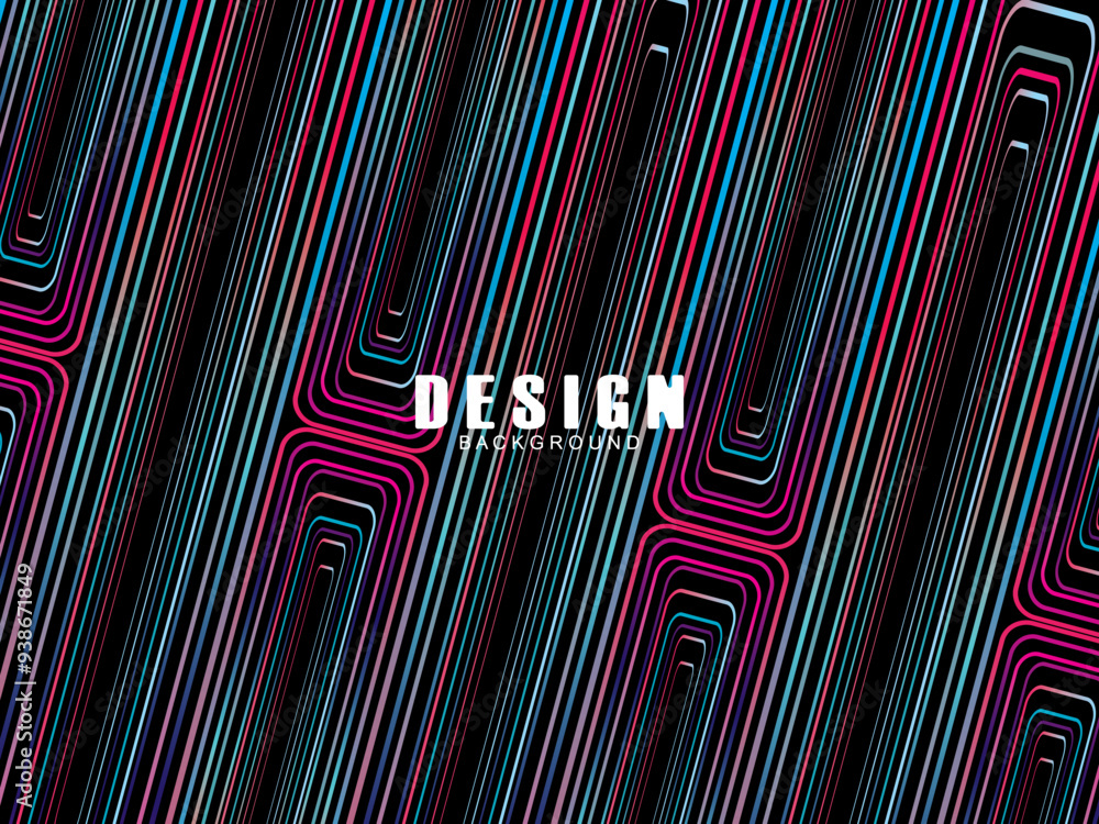 Fototapete futuristic abstract technology shining rainbow light lines with modern lines pattern black backgroun