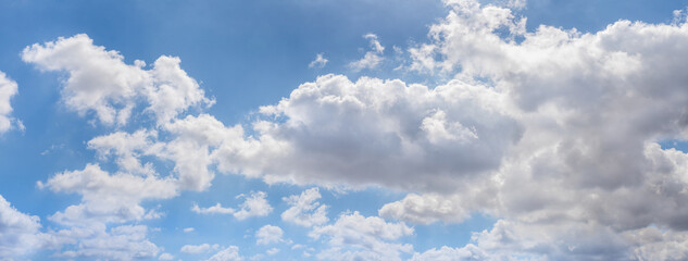 Panoramic  view of unsurpassed beauty of the clouds in blue summer sky over northern Israel