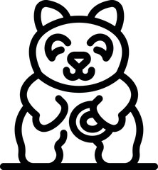 Simple line icon of a cute wombat holding a traditional australian cookie